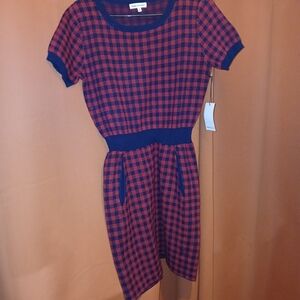 Plaid Mini Dress in Red and Blue